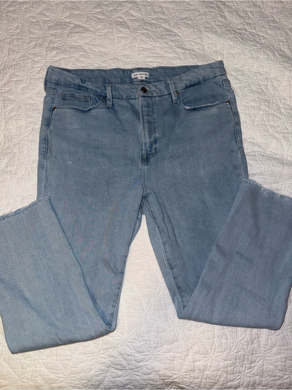 Good American Light Blue Ankle Crop Jeans